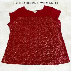 ❤ 3/$15 Liz Claiborne Size 1X Sequins Blouse